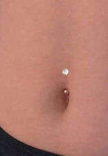 Navel Belly Button Curved Barbell Crystal Ball 8mm Surgical Steel Silver Gold