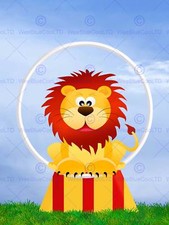 NURSERY CIRCUS LION BIG CAT HOOP JUMP KIDS BEDROOM ART POSTER MP4379B