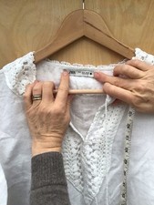 Zara Linen Blouse With Crochet Edgings Size 12/14 White