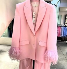 ZARA WOMAN NWT SS25 FEATHER CUFF BLAZER JACKET PINK S 3419/324 SELLING FAST