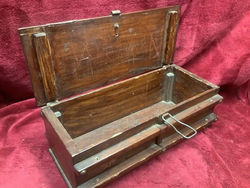 Vintage wooden box metal strap - metal,