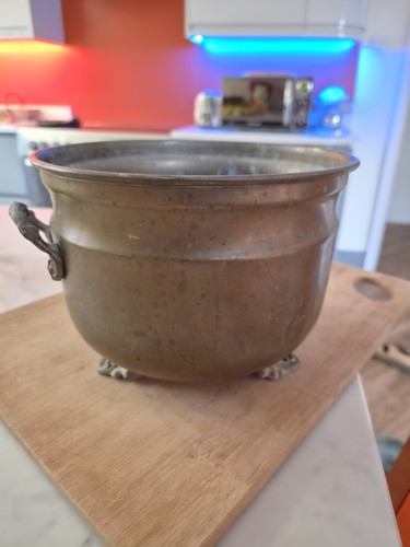 Vintage antique brass planter - brass,