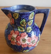 ART DECO FLORAL JUG KENSINGTON WARE GEOMETRIC SHAPE HAND PAINTED