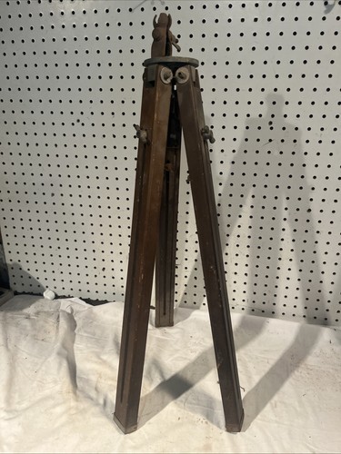Antique wooden survey tripod - wooden,