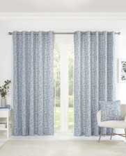 Lined Eyelet Floral Blue Curtains Sundour Sade
