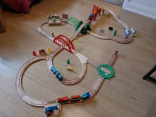 Used wooden train set with
