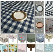 PVC Vinyl Garden Tablecloth With Parasol Hole Wipe Clean Outdoor Lots of Designs