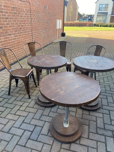 Cafe tables and chairs - and,