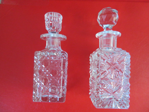 Two antique cut glass perfume - two,