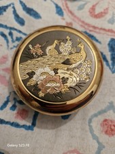 Japanese Vintage Art Plate Chokin Peacock Design, 20cm, 24kt Gold Edged