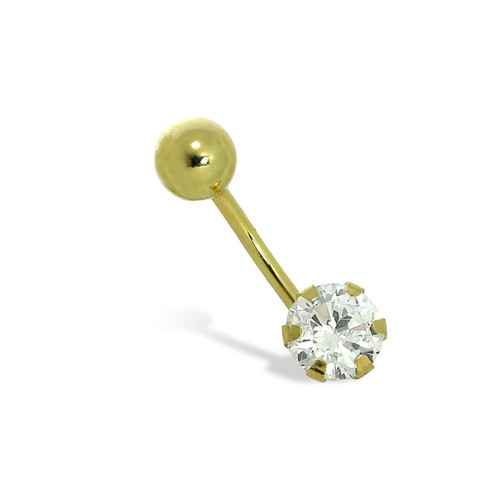 9ct gold 6mm - clear, cz