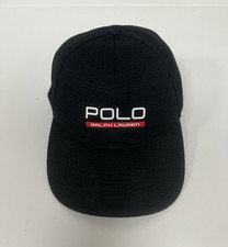 Ralph Lauren Polo Baseball Cap Hat Spell Out POLO Black One Size Adjustable