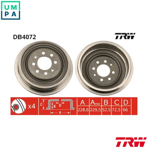 Brake drum db4072 - 2x,