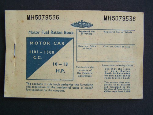 1950s motor fuel ration book - ration,
