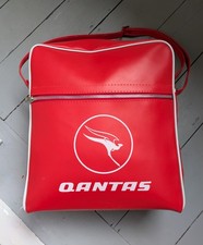 Original Vintage Australian Qantas Cabin Crew Flight Bag 1960s 1970s red vinyl 