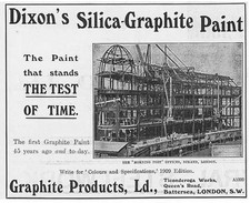 GRAPHITE PRODUCTS LTD Battersea; Silica-Graphite Paint -Old Engineer Advert 1909