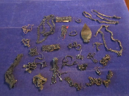 Vtg jet black glass beads - glass,