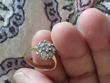 Tru Diamonds 18ct Gold Clad Plated Cluster Ring Size N.