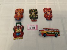 5 VINTAGE CLICKERS TIN PLATE LITHO 1960’S  NOISEMAKERS CLACKERS (219/13a)