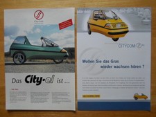 CITY-EL Electric Microcar Trike rare German Mkt Leaflet Brochures x2 - City Com 