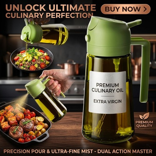 Glass olive oil sprayer - 2-in-1,