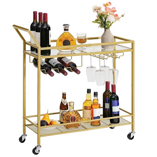 Hoobro drinks trolley gold - drinks,