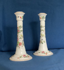 Pair of Crown Staffordshire 'Pagoda' Bone China Candlesticks.