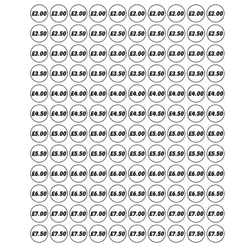 Price sticker sheet x120 any - x120,