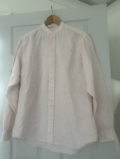 Laine Taylor 55% Linen Pink Mandarin Collar Mens Casual Medium. MR24970