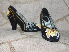 RUBY SHOO 'Livia' Shoes in Black/Yellow Floral UK 8 -  BOXED
