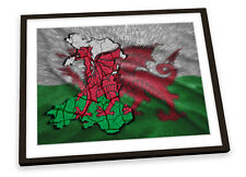 Map of Wales Welsh Flag FRAMED ART PRINT Picture Poster Artwork
