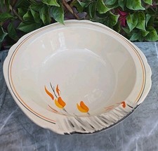 Vintage Art Deco Swinnertons 2099 Orange Flowers Serving Bowl 9"xH4"