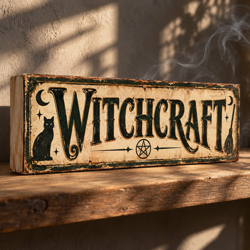 Witchcraft sign vintage - witchcraft, wooden