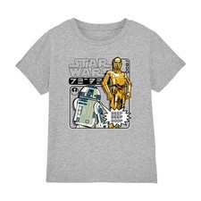 Star Wars R2-D2 & C-3Po Manga Droids Kids T-Shirt 7-13 Years, Heather Grey