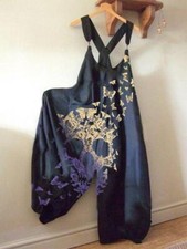 Ladies Boho Floral Jumpsuit Baggy Loose Romper Playsuit Women Dungaree Overalls