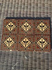 6 Original Antique Mintons Tiles brown & black