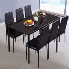140cm Gloss Dining Table and Chairs 4 6 Seat Kitchen Furniture Restaurant Set