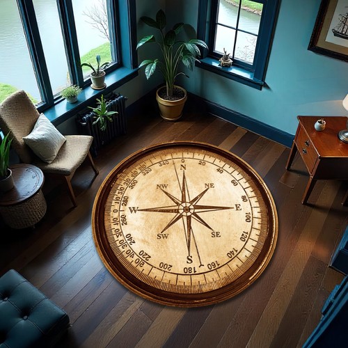 Retro compass medallion - medallion, carpet