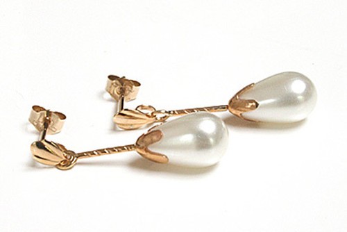 9ct gold pearl - pearl, teardrop