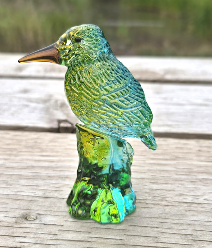 Green glass bird - green, figurine