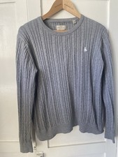 Jack Wills Grey Cable Knit Crew Neck Jumper Uk 12 
