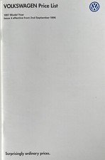 Volkswagen VW UK Price List