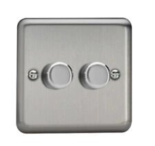Varilight V-Pro LED Dimmer Switch 2 Gang 2 Way - Brushed Metal