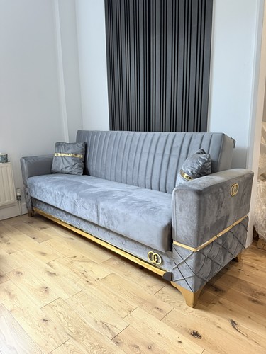 Grey gold guggi sofa bed - sofa, 3