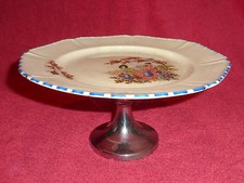 Art Deco Porcelain Cake Stand Coronet Ware Parrot & Co With Metal Base 1930’s