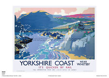 YORKSHIRE WHITBY  VINTAGE RAILWAY TRAVEL HOLIDAY  ADVERTISING RETRO  POSTER 