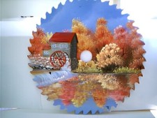 Old Gristmill in Autumn colors hand painted on 7 1/4 round saw blade