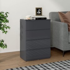 High Gloss Chest of Drawers, Modern 4 Drawers Dresser for Bedroom, Grey