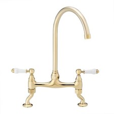 Kitchen Mixer Tap Astbury Lever Bridge Swivel Spout Faucet Gold ENKI KT101