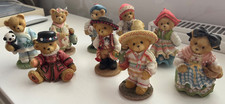 Group of 9 figurines ornaments Round the World Cherished Teddies Vintage